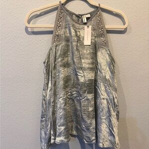 Anthropologie Silver Velvet Tank Top